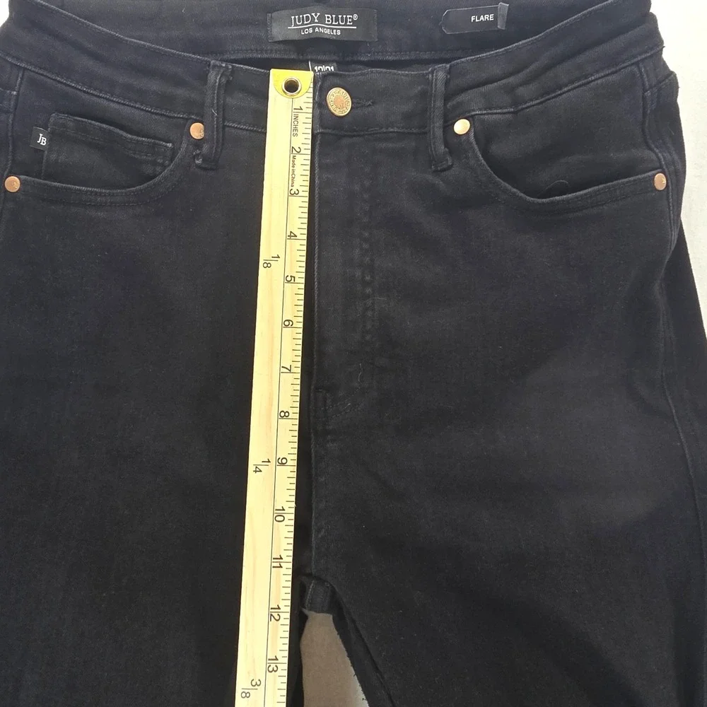 Judy Blue Black Flare Jeans High Rise Raw Hem JB88599 Womens 13/31